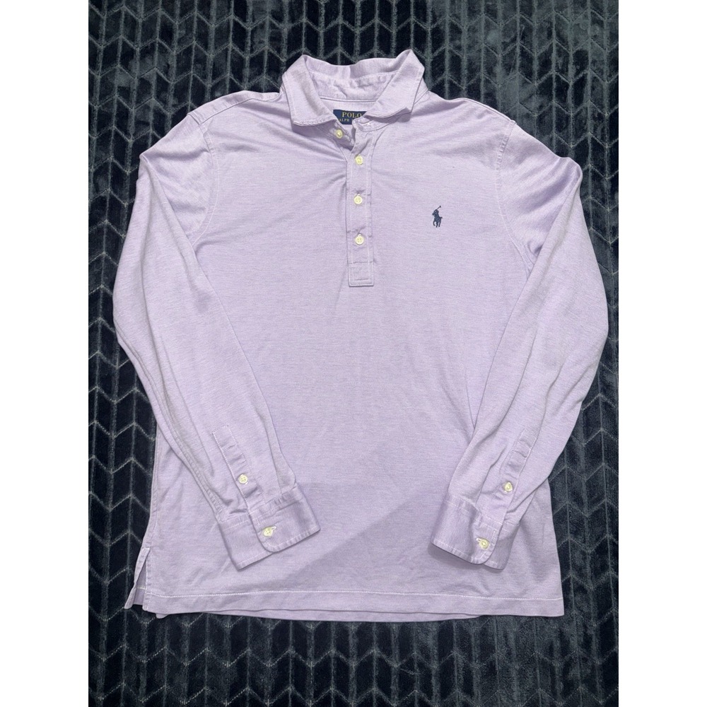 Polo Ralph Lauren Men's Purple Solid Custom Slim Fit Mesh Long Sleeve Sz Large